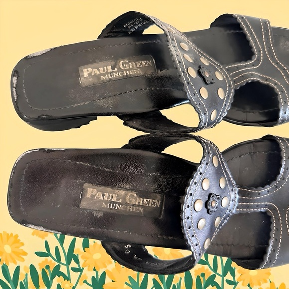 Paul Green Black Studded Slides - Picture 6 of 9